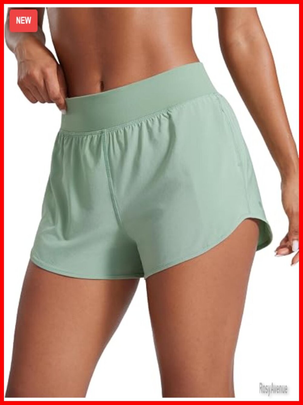 Mid Waisted Running Shorts with Mesh Liner 3" Quick Dry Zipper Pocket